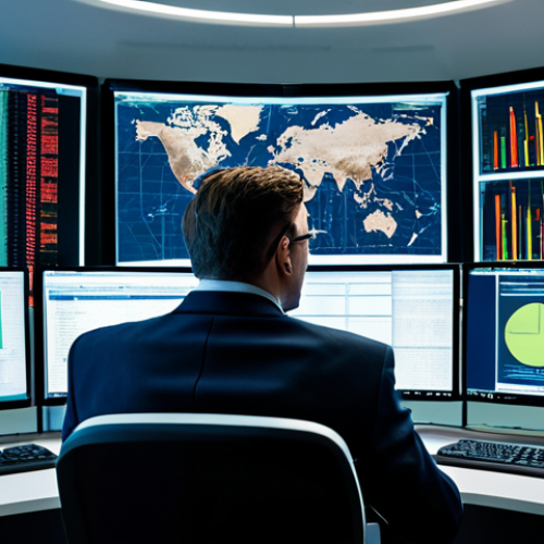 A professional cybersecurity analyst, fully clothed in a modest business suit, focused intently on multiple large screens displaying complex network logs, data streams, and security alerts in a modern, well-lit Security Operations Center (SOC). The analyst's expression is serious and concentrated, resembling someone solving a critical puzzle. The background shows advanced workstations and a secure, organized environment. safe for work, appropriate content, professional, perfect anatomy, correct proportions, natural pose, well-formed hands, proper finger count, natural body proportions, high-quality, professional photography, cinematic lighting.