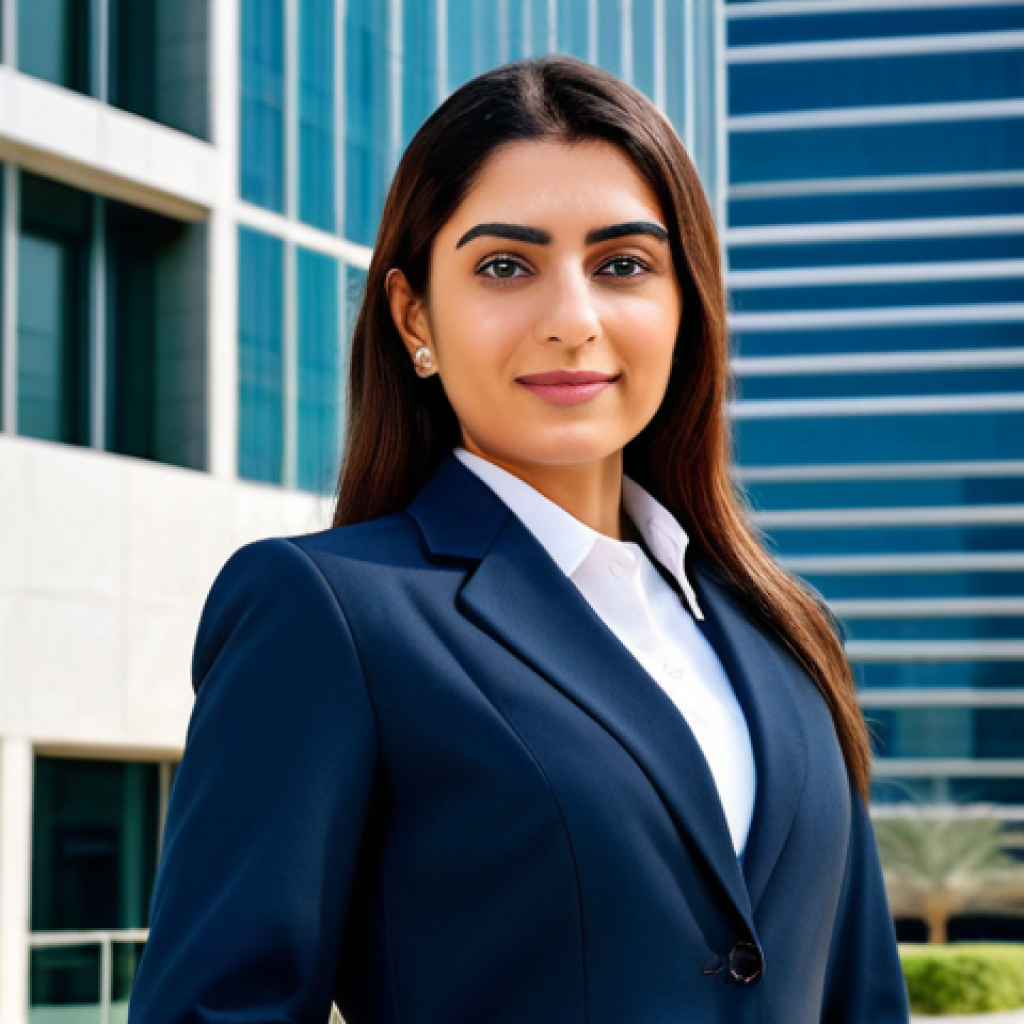 **

"A professional businesswoman in a modest business suit, standing confidently in front of a modern office building in Dubai, fully clothed, appropriate attire, safe for work, perfect anatomy, natural proportions, professional photography, high quality, family-friendly."

**