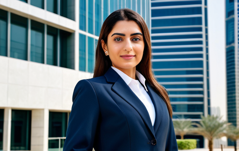 **
"A professional businesswoman in a modest business suit, standing confidently in front of a modern office building in Dubai, fully clothed, appropriate attire, safe for work, perfect anatomy, natural proportions, professional photography, high quality, family-friendly."
**